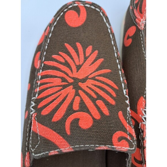 Olukai Nohea Canvas Print Tropical Slip on Loafer Brown Pink Women's Size 7 - Picture 9 of 15